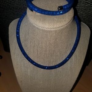 Touchstone crystal  cobalt blue necklace and bracelet